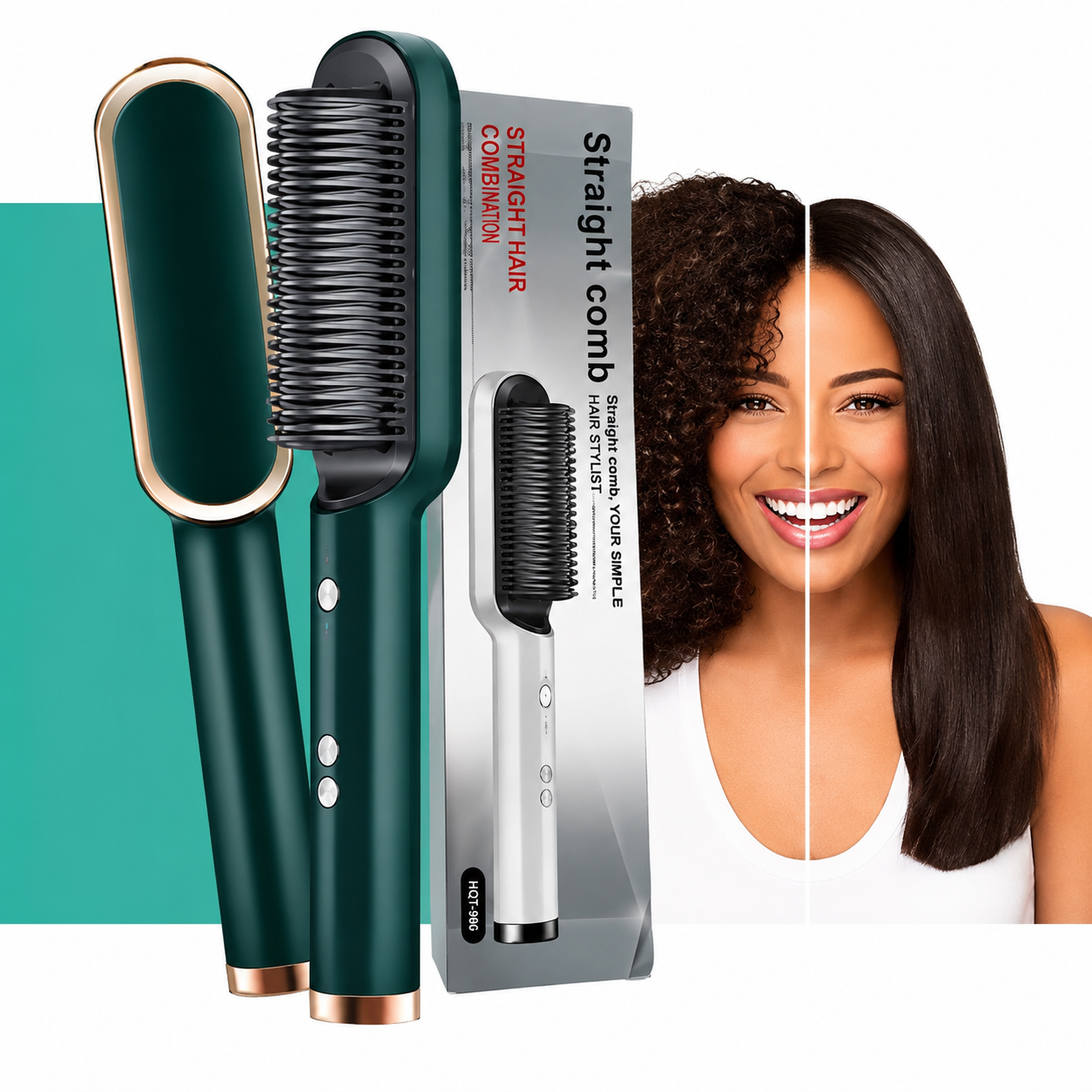 Cepillo Alisador Profesional — Cabello Liso Perfecto en Minutos, Sin Plancha y Sin Daño