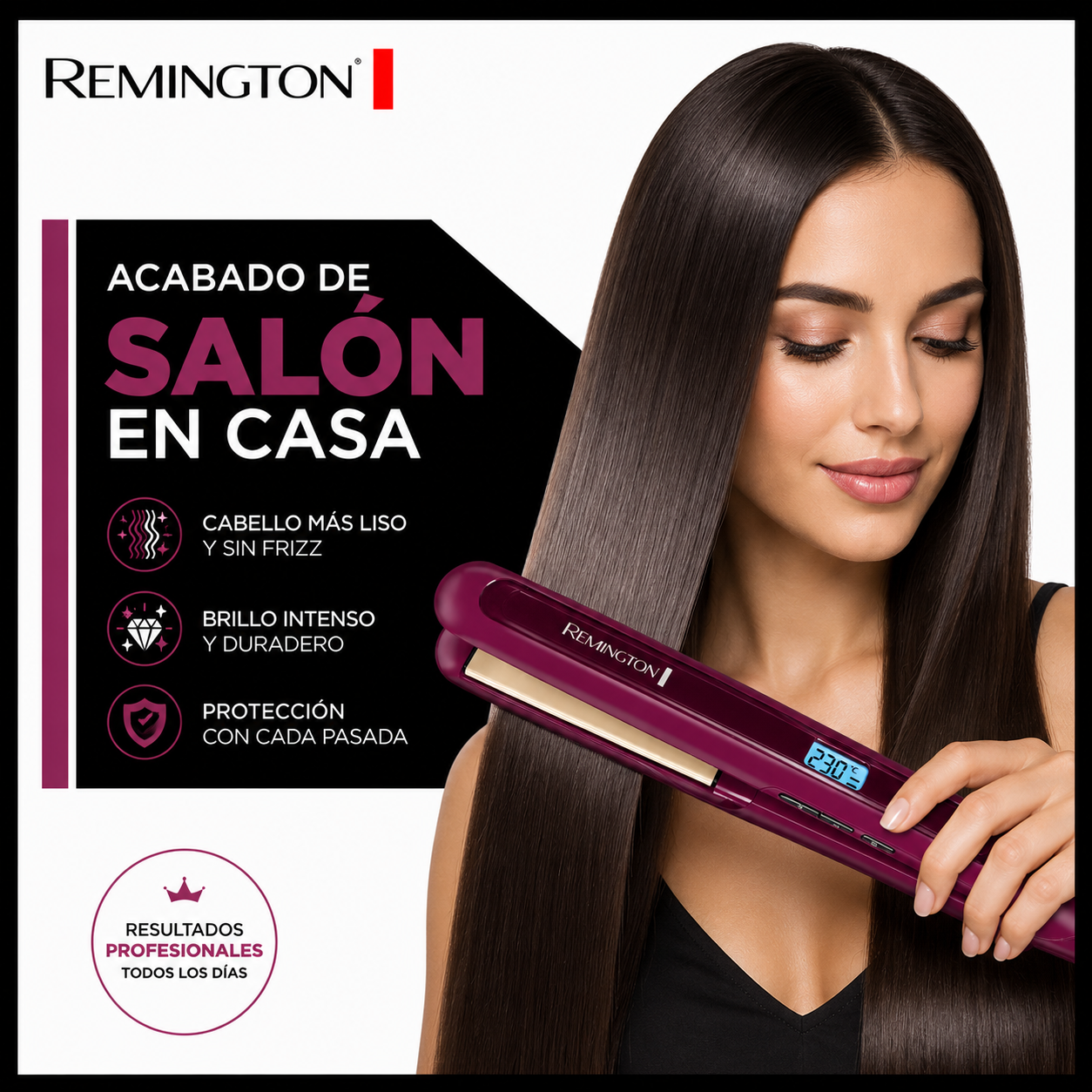 Plancha Remington Triple Infusión Keratina, Argán y Macadamia
