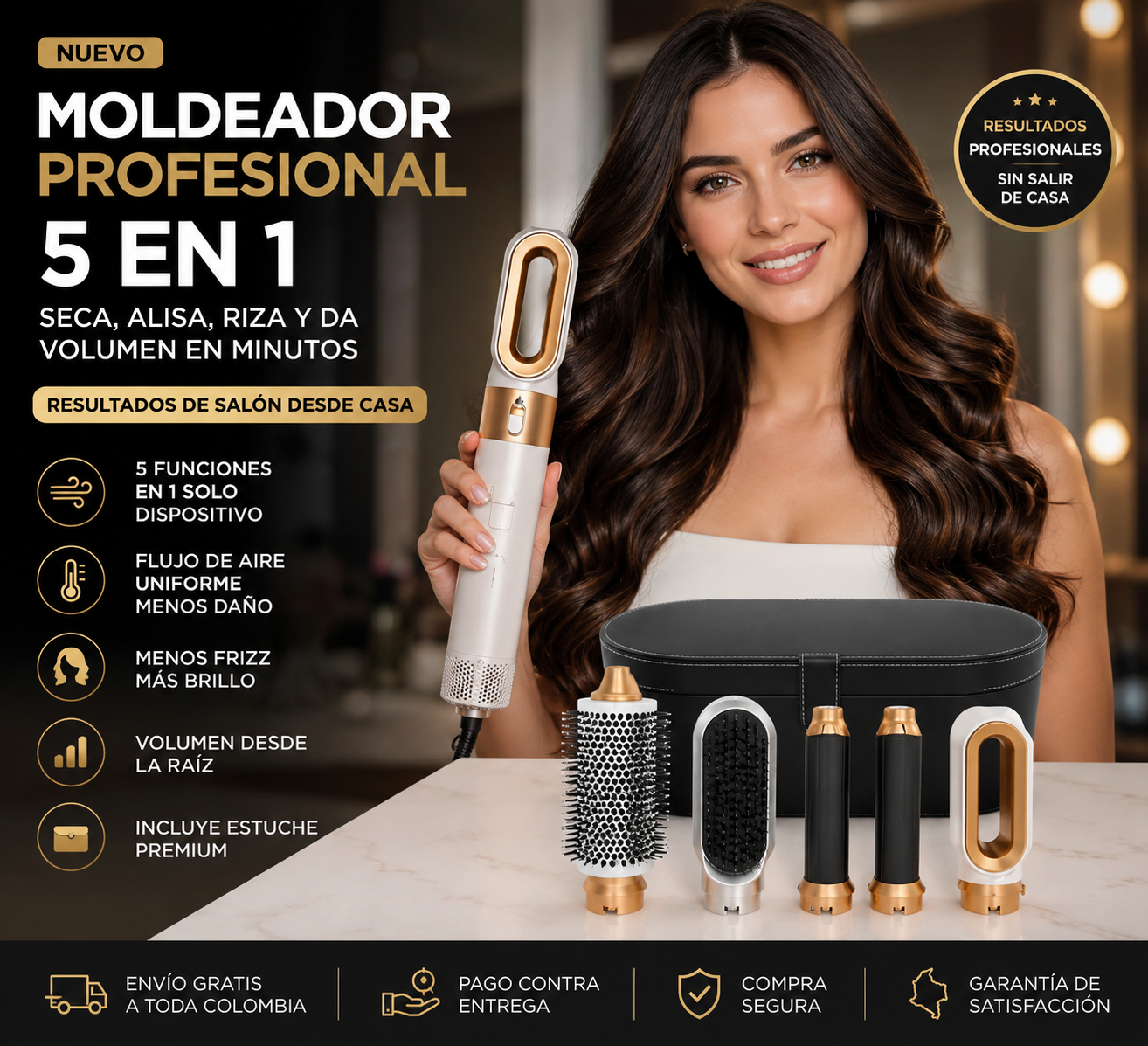 ✨ Moldeador Profesional 5 En 1 Premium
