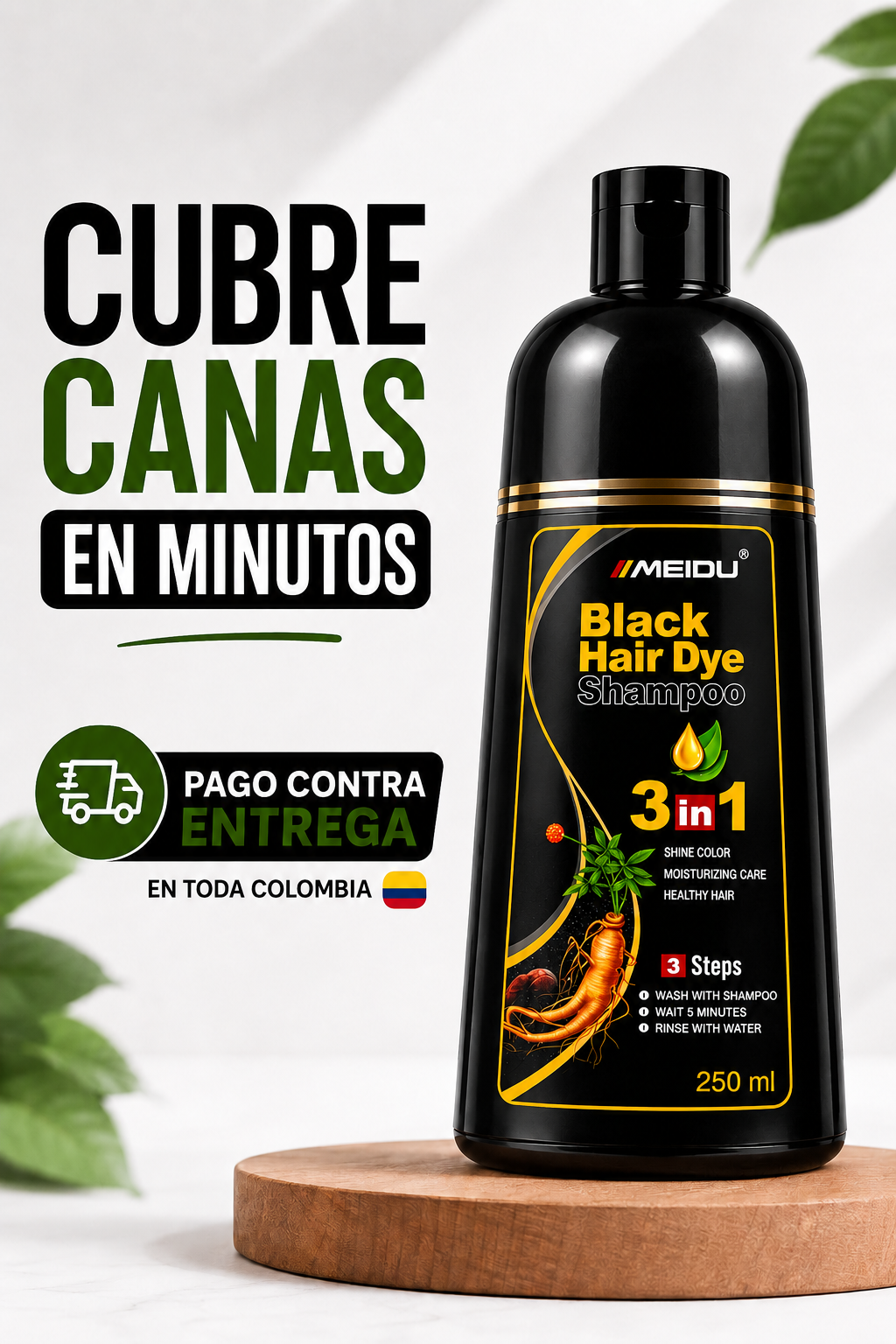 Cubre tus canas en minutos y disfruta de un cabello negro, brillante y con aspecto natural