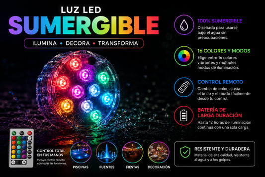 Kit de iluminación RGB para piscinas - Inalámbrico con control remoto